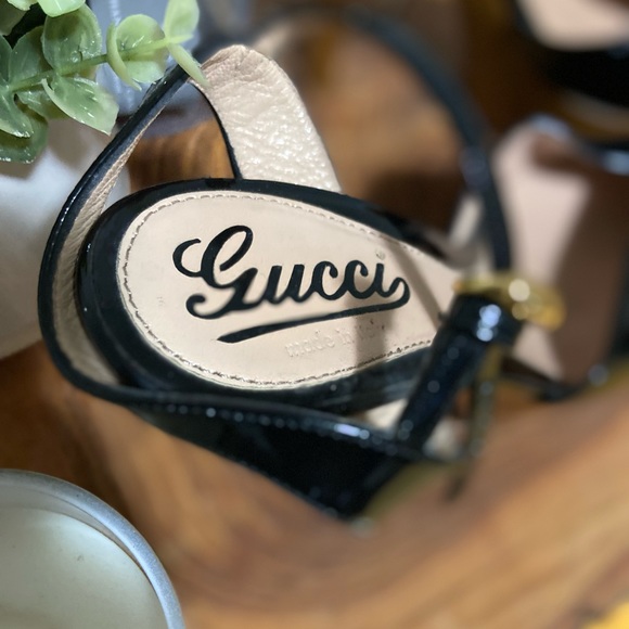 Gucci Womens Shoes Black Platform Wood Heels Ankle Strap (GGW1580) - Picture 3 of 3